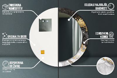 Espelho decorativo redondo Mármore e ouro