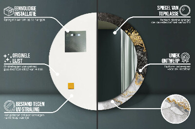 Espelho decorativo redondo Mármore e ouro