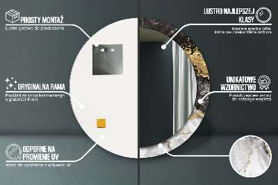 Espelho decorativo redondo Mármore e ouro