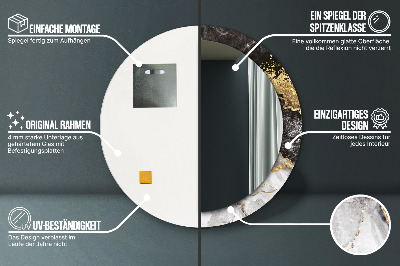 Espelho decorativo redondo Mármore e ouro