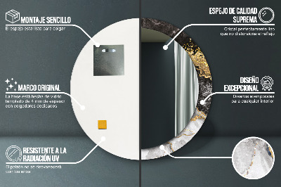 Espelho decorativo redondo Mármore e ouro