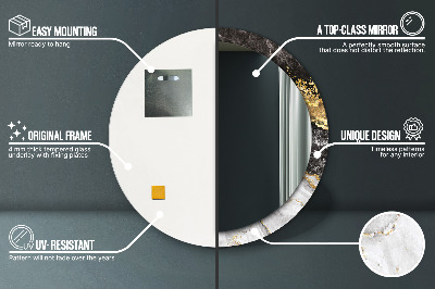 Espelho decorativo redondo Mármore e ouro