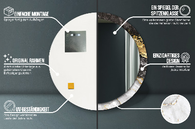 Espelho decorativo redondo Mármore e ouro