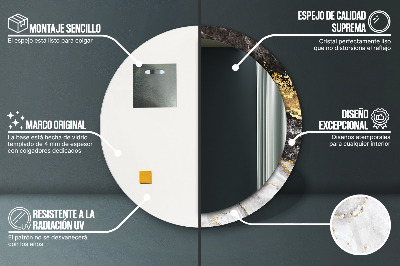 Espelho decorativo redondo Mármore e ouro