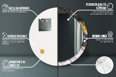 Espelho decorativo redondo Mármore e ouro