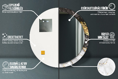 Espelho decorativo redondo Mármore e ouro