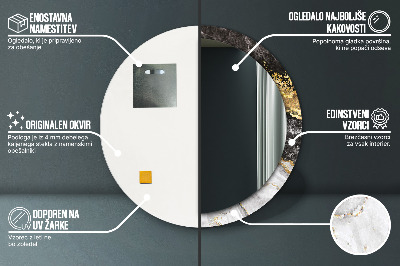 Espelho decorativo redondo Mármore e ouro