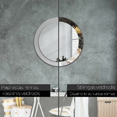 Espelho decorativo redondo Mármore e ouro