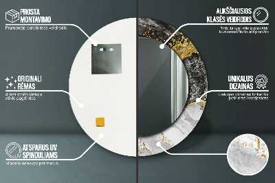 Espelho decorativo redondo Mármore e ouro