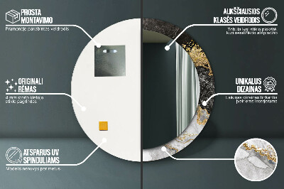 Espelho decorativo redondo Mármore e ouro