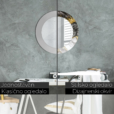 Espelho decorativo redondo Mármore e ouro