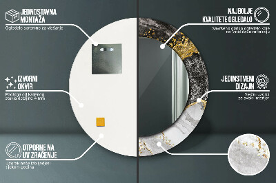 Espelho decorativo redondo Mármore e ouro