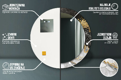 Espelho decorativo redondo Mármore e ouro