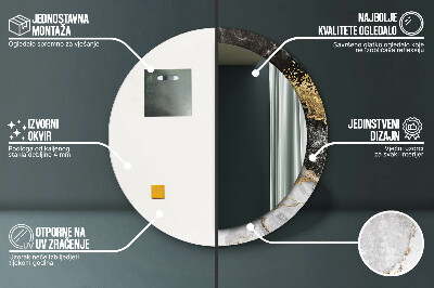 Espelho decorativo redondo Mármore e ouro