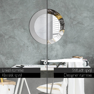 Espelho decorativo redondo Mármore e ouro