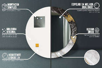 Espelho decorativo redondo Mármore e ouro