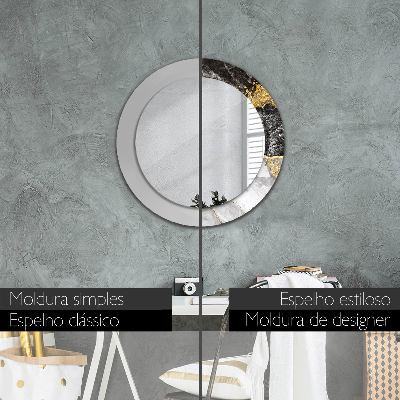 Espelho decorativo redondo Mármore e ouro
