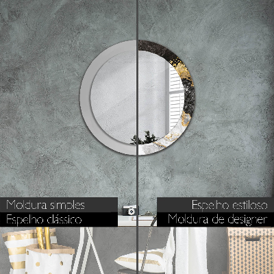 Espelho decorativo redondo Mármore e ouro