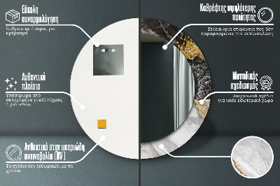 Espelho decorativo redondo Mármore e ouro