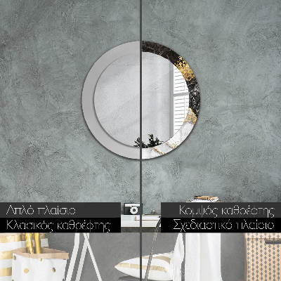 Espelho decorativo redondo Mármore e ouro