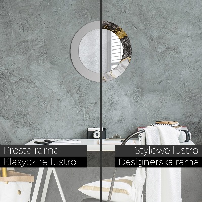 Espelho decorativo redondo Mármore e ouro