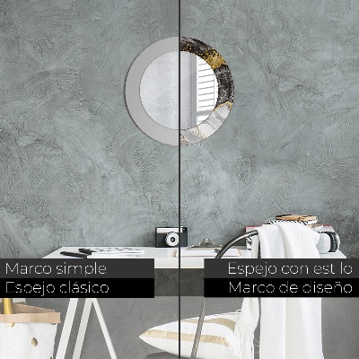 Espelho decorativo redondo Mármore e ouro