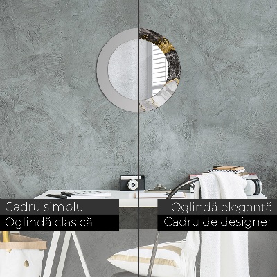 Espelho decorativo redondo Mármore e ouro