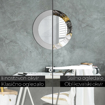 Espelho decorativo redondo Mármore e ouro