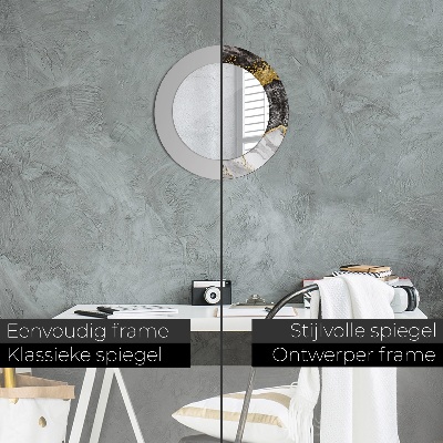 Espelho decorativo redondo Mármore e ouro