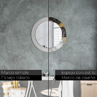 Espelho decorativo redondo Mármore e ouro