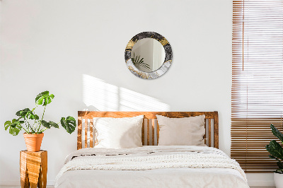 Espelho decorativo redondo Mármore e ouro