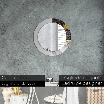 Espelho decorativo redondo Mármore e ouro