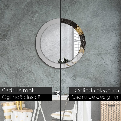 Espelho decorativo redondo Mármore e ouro