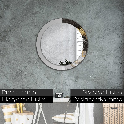 Espelho decorativo redondo Mármore e ouro