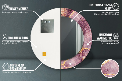 Espelho redondo decorativo Mármore com ouro