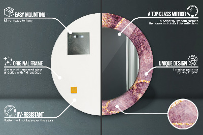 Espelho redondo decorativo Mármore com ouro