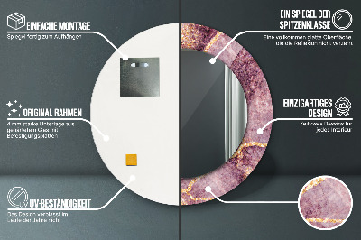 Espelho redondo decorativo Mármore com ouro