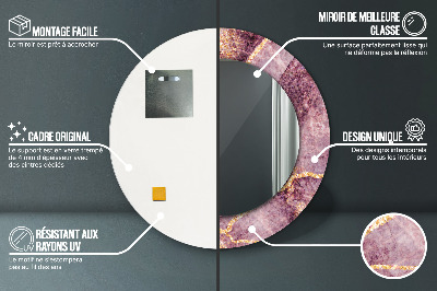 Espelho redondo decorativo Mármore com ouro