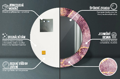 Espelho redondo decorativo Mármore com ouro