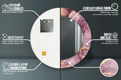 Espelho redondo decorativo Mármore com ouro