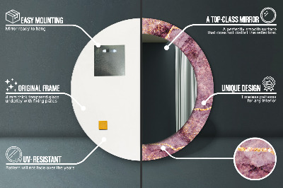 Espelho redondo decorativo Mármore com ouro