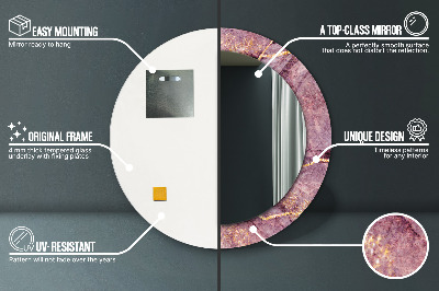 Espelho redondo decorativo Mármore com ouro