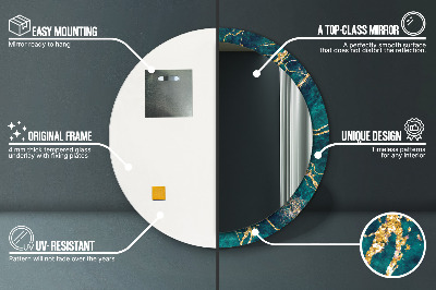 Espelho redondo decorativo Mármore Malaquita Verde