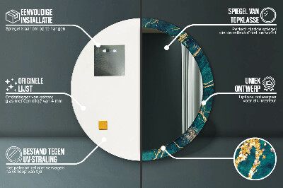 Espelho redondo decorativo Mármore Malaquita Verde