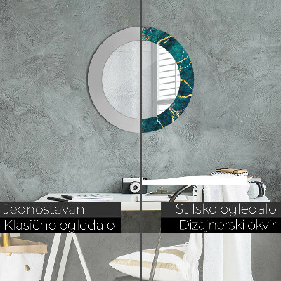 Espelho redondo decorativo Mármore Malaquita Verde