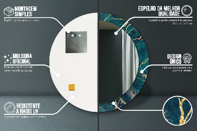 Espelho redondo decorativo Mármore Malaquita Verde