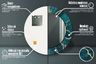 Espelho redondo decorativo Mármore Malaquita Verde