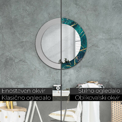 Espelho redondo decorativo Mármore Malaquita Verde