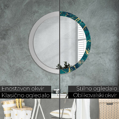 Espelho redondo decorativo Mármore Malaquita Verde