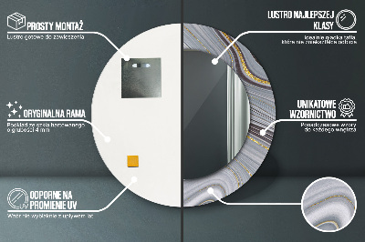 Espelho decorativo redondo Mármore cinza